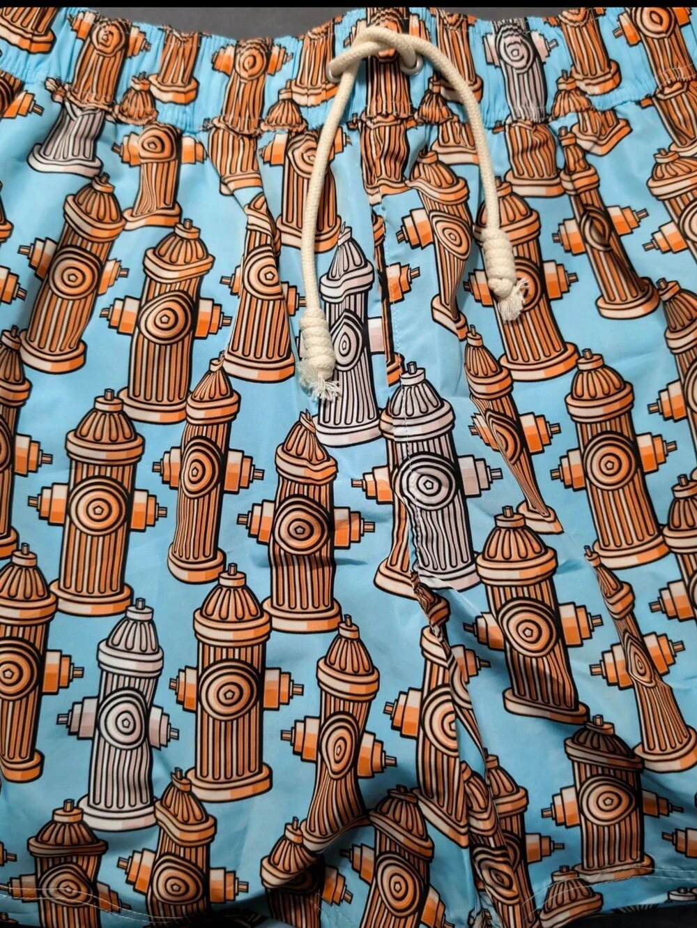Palm Angels Aqua & Orange Architectural Fire hydrant Print Swim Shorts